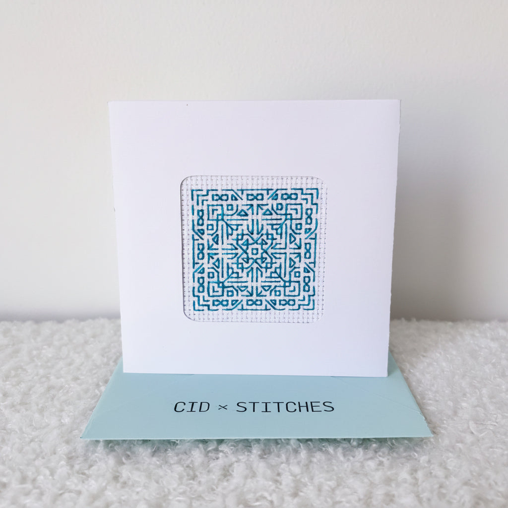HANDMADE BLANK CARD - Blue Square Art