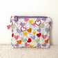 Quilted Zipper Coin Purse - Hearts (Purple)