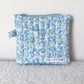 Quilted Zipper Coin Purse - Blue Floral