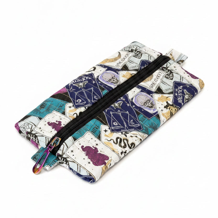 Quilted Pencil Zipper Case - Tarot Print
