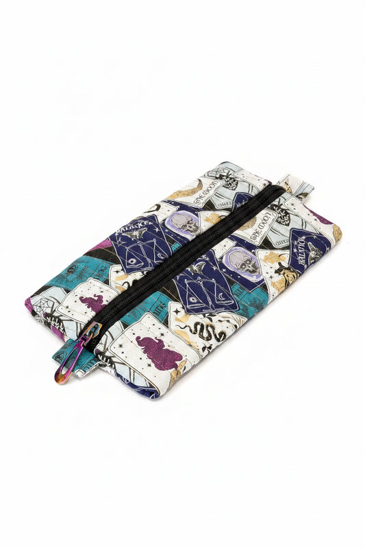 Quilted Pencil Zipper Case - Tarot Print