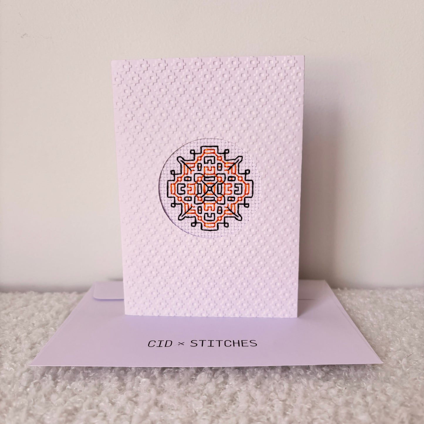 HANDMADE BLANK CARD - Black + Orange Sphere Art