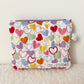 Quilted Zipper Coin Purse - Hearts (Purple)