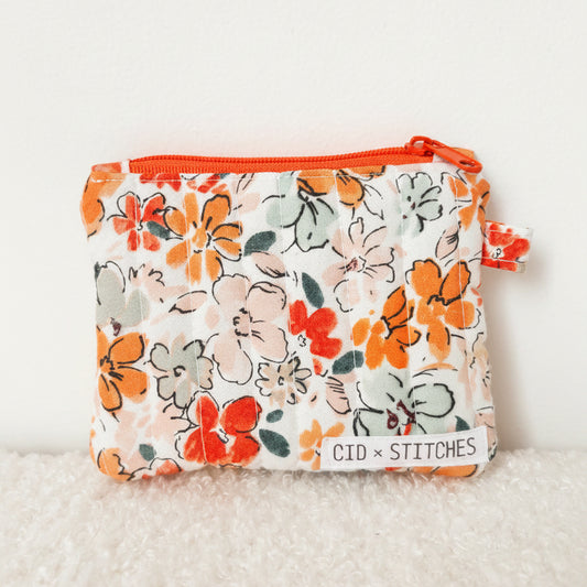 Quilted Zipper Coin Purse - Floral