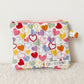 Quilted Zipper Coin Purse - Hearts (Pink)