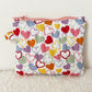 Quilted Zipper Coin Purse - Hearts (Pink)