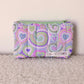 Quilted Zipper Coin Purse - Hearts (Pastel)