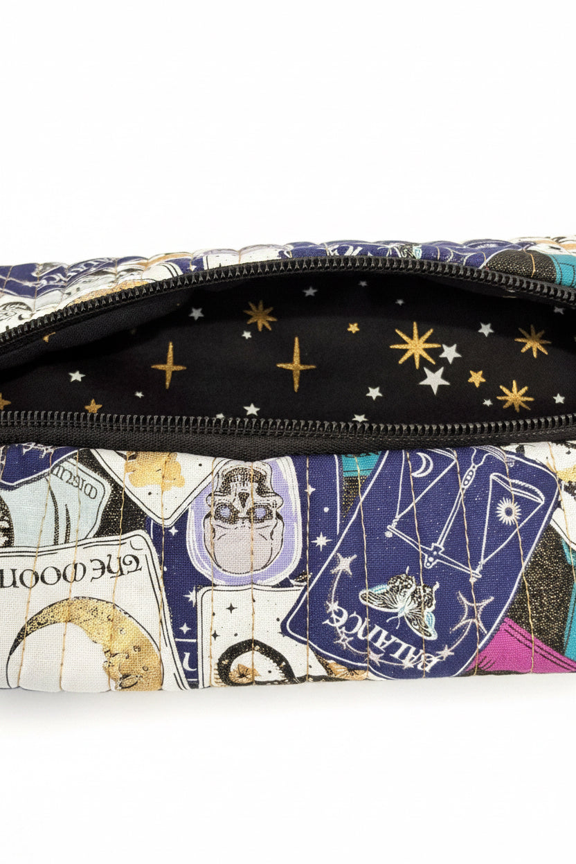 Quilted Pencil Zipper Case - Tarot Print